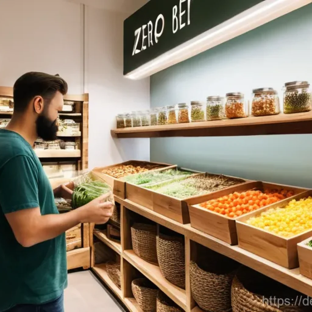 제로웨이스트 현황 및 개선 방안 - **Prompt 1: A Bustling German Zero-Waste Bulk Store**
    A vibrant, sun-drenched scene inside a mod...
