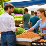 제로웨이스트를 위한 교육 자료 개발 - **A Bustling German Farmers' Market (Bauernmarkt) with Conscious Shoppers.**
    Prompt: "A bright, ...