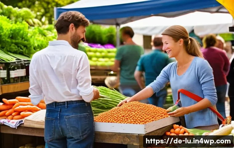 제로웨이스트를 위한 교육 자료 개발 - **A Bustling German Farmers' Market (Bauernmarkt) with Conscious Shoppers.**
    Prompt: "A bright, ...
