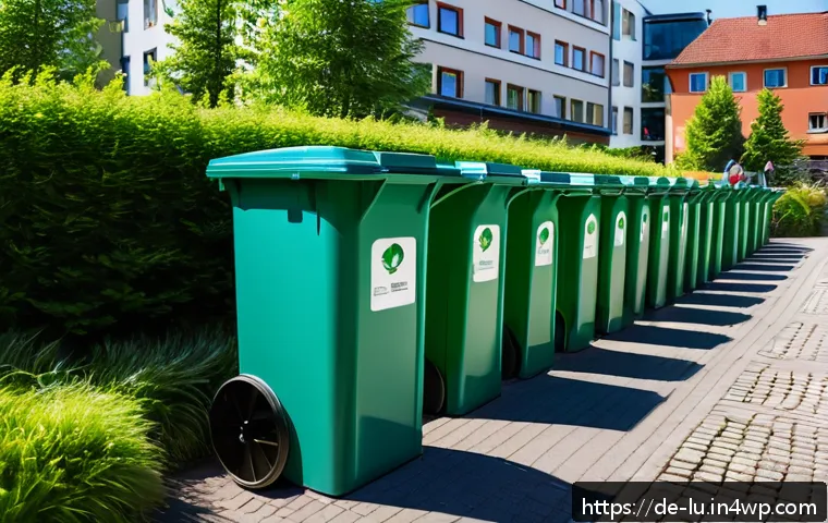 제로웨이스트와 도시 계획의 융합 - A vibrant urban neighborhood in Freiburg featuring decentralized waste collection stations: small, m...